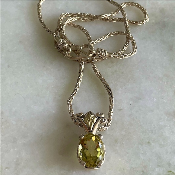 Judith Ripka Jewelry - Judith Ripka Limone/Citrine 925 Sterling Silver + Gold Overlay Pendant Necklace